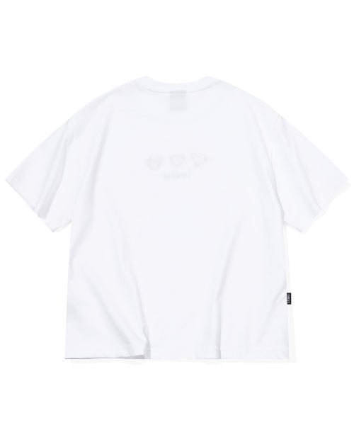 LINE EMBROIDERY CROP SHORT SLEEVE TEE - 2 COLORS WHITE