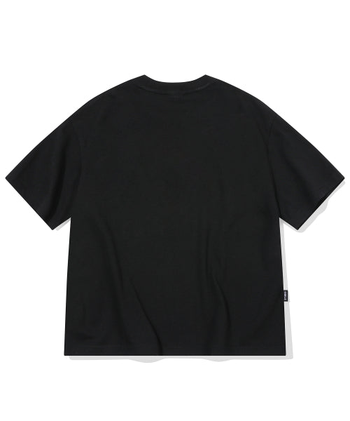 LINE EMBROIDERY CROP SHORT SLEEVE TEE - 2 COLORS BLACK