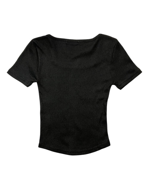 CROSS SQUARE NECK T-SHIRT - 8 COLORS BLACK