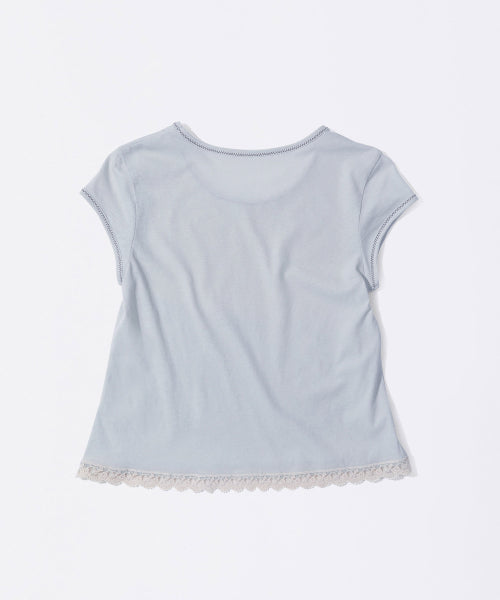 LACE CROP BABY TEE - 2 COLORS BLUE