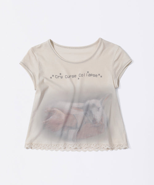 LACE CROP BABY TEE - 2 COLORS PINK