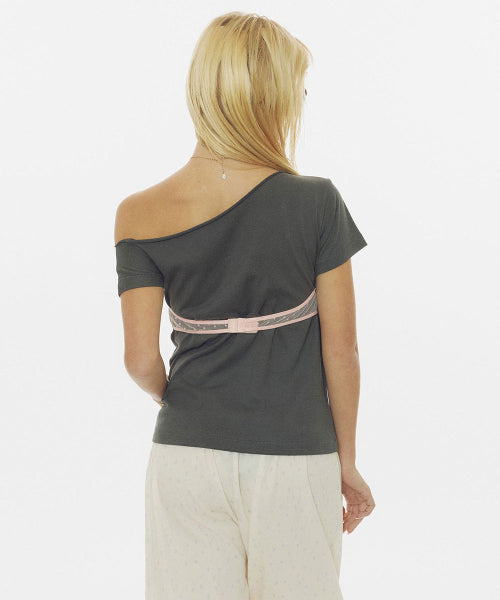 HOOK ME UP LAYERED TEE - 3 COLORS CHARCOAL