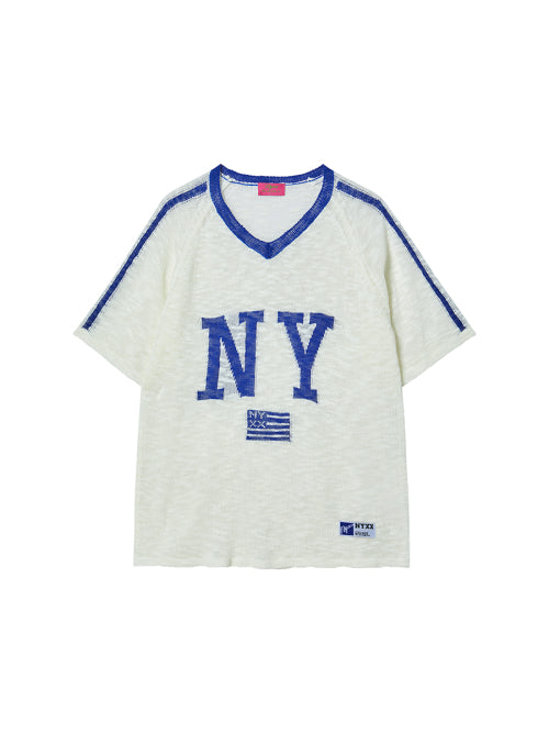 NY FLAG V-NECK KNIT IVORY - 2 COLORS