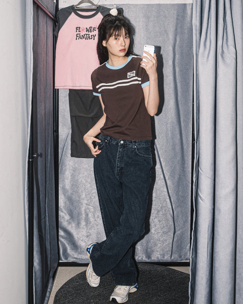 DOUBLE LACE TEE - 5 COLORS BROWN