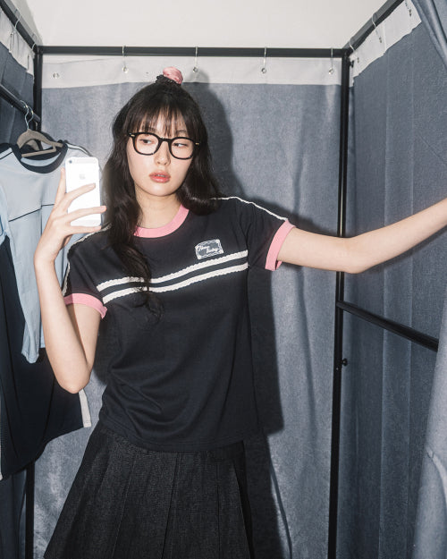 DOUBLE LACE TEE - 5 COLORS BLACK