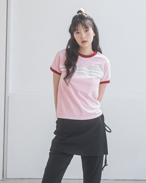 DOUBLE LACE TEE - 5 COLORS PINK