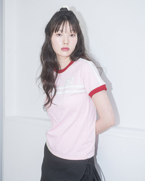 DOUBLE LACE TEE - 5 COLORS PINK