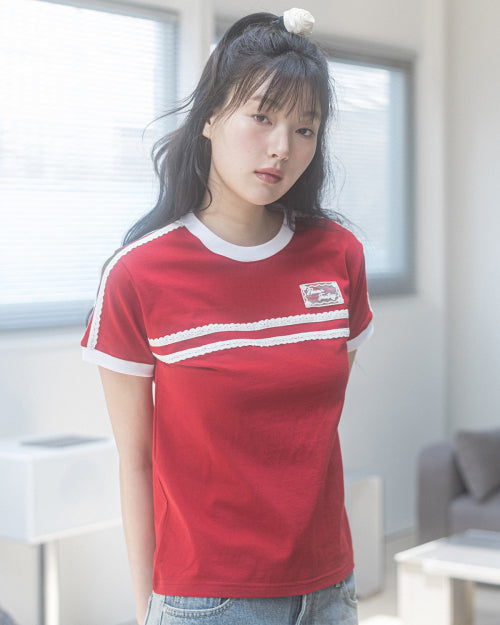 DOUBLE LACE TEE - 5 COLORS RED
