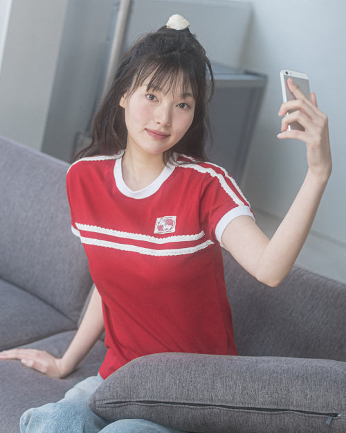 DOUBLE LACE TEE - 5 COLORS RED