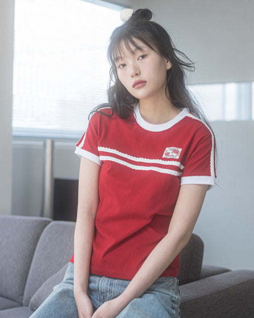 DOUBLE LACE TEE - 5 COLORS RED