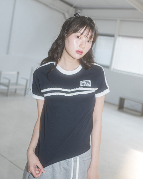DOUBLE LACE TEE - 5 COLORS NAVY