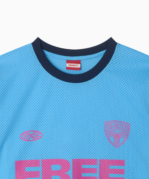 SPORTY MESH ROUND T SHIRT - 5 COLORS BLUE