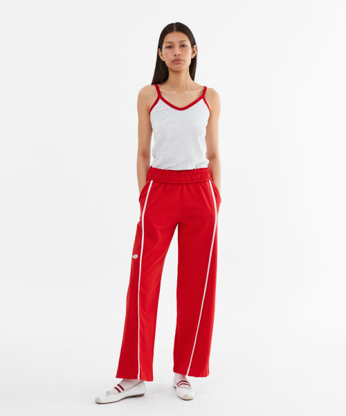LINE POINT PIN TUCK COTTON PANTS - 3 COLORS RED