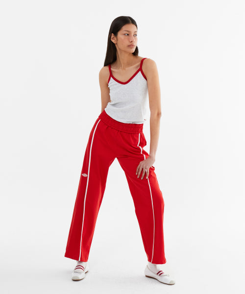 LINE POINT PIN TUCK COTTON PANTS - 3 COLORS RED