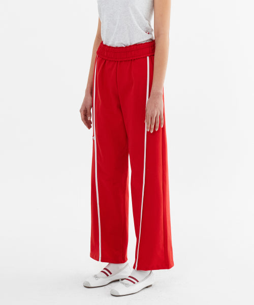 LINE POINT PIN TUCK COTTON PANTS - 3 COLORS RED