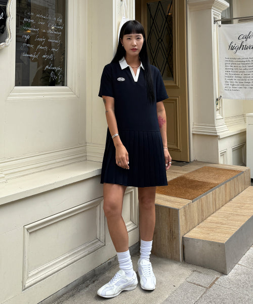 LOW WAIST PLEATED ONE PIECE - 2 COLORS NAVY