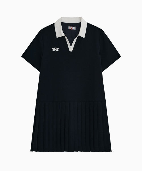 LOW WAIST PLEATED ONE PIECE - 2 COLORS NAVY