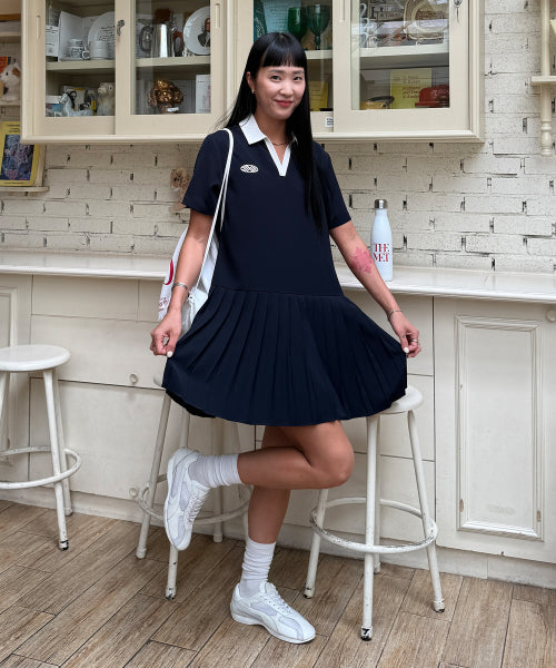 LOW WAIST PLEATED ONE PIECE - 2 COLORS NAVY