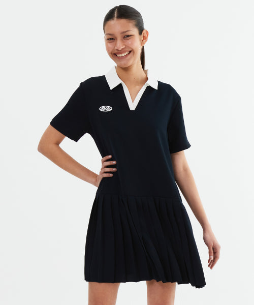 LOW WAIST PLEATED ONE PIECE - 2 COLORS NAVY
