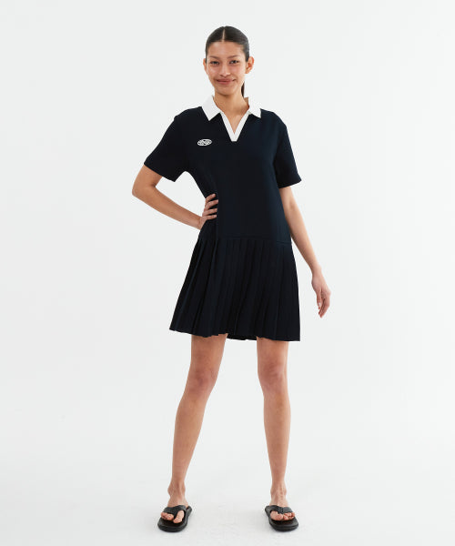 LOW WAIST PLEATED ONE PIECE - 2 COLORS NAVY