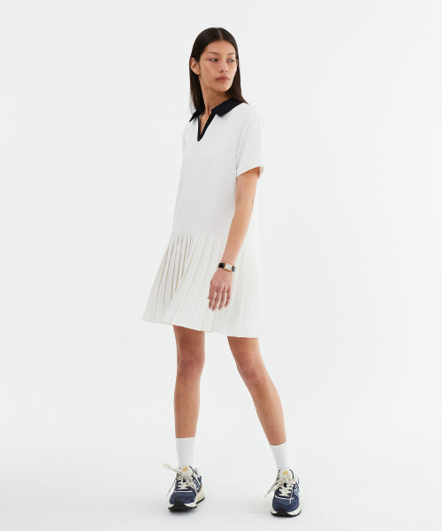 LOW WAIST PLEATED ONE PIECE - 2 COLORS WHITE