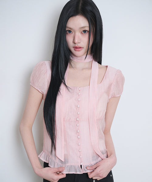 RIBBON BLOUSE - 6 COLORS PINK
