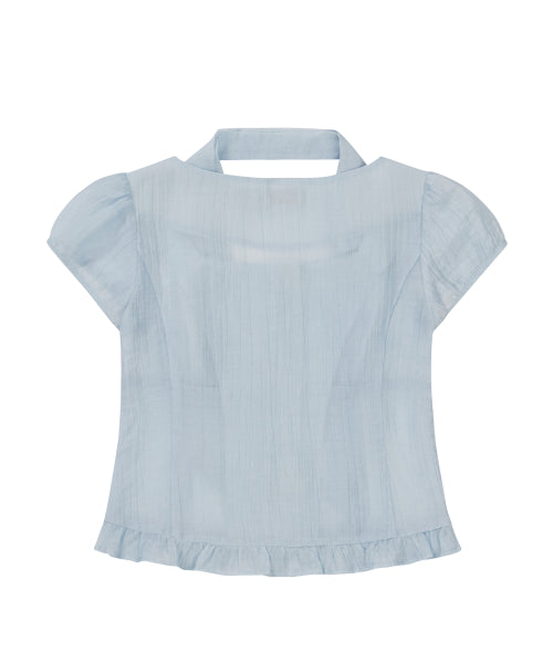 RIBBON BLOUSE - 6 COLORS BLUE