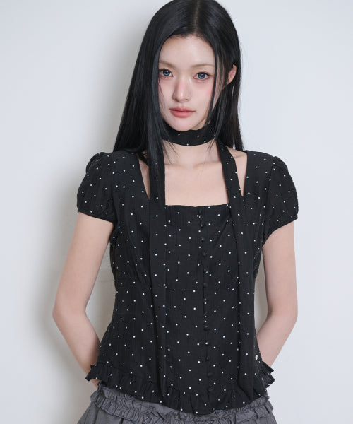RIBBON BLOUSE - 6 COLORS BLACK