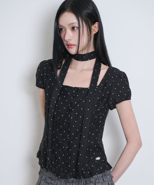RIBBON BLOUSE - 6 COLORS BLACK