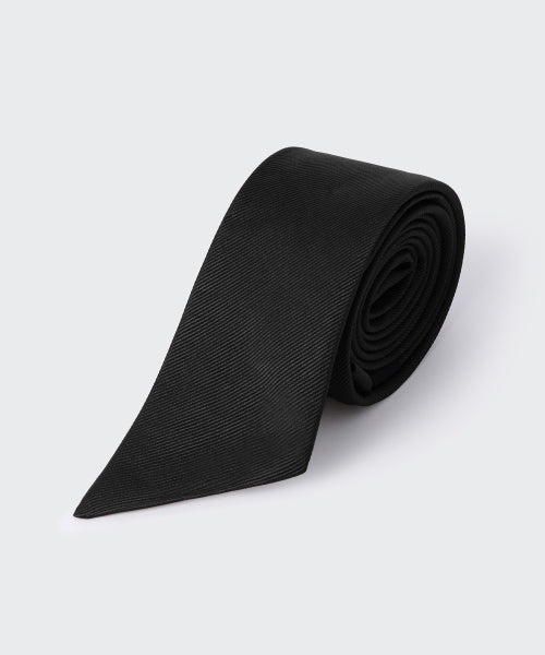 WOMENS SILK SLASH CUT NECKTIE #韓韶禧同款! - 3 COLORS BLACK
