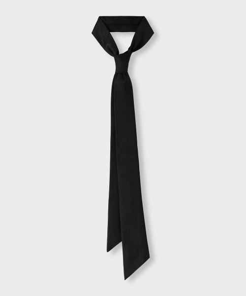 WOMENS SILK SLASH CUT NECKTIE #韓韶禧同款! - 3 COLORS BLACK