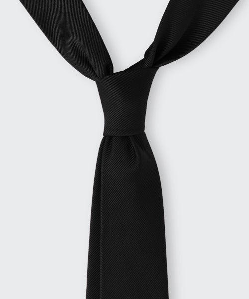 WOMENS SILK SLASH CUT NECKTIE #韓韶禧同款! - 3 COLORS BLACK