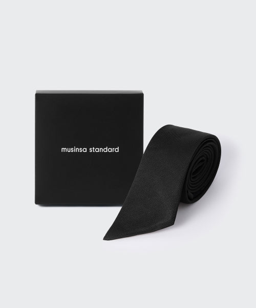 WOMENS SILK SLASH CUT NECKTIE #韓韶禧同款! - 3 COLORS BLACK