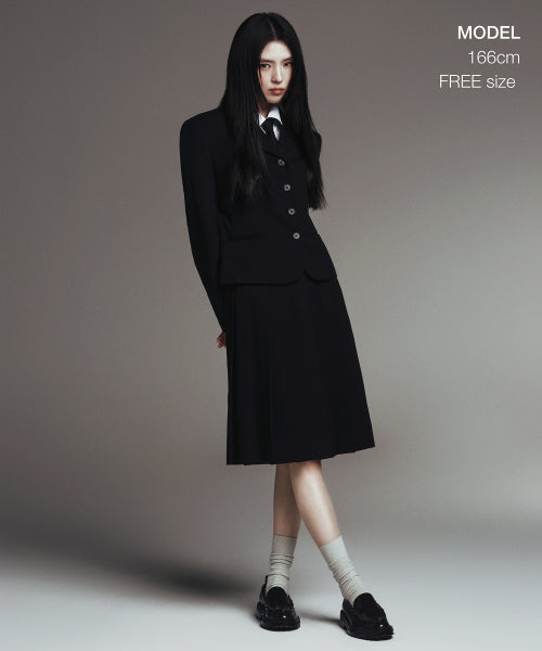 WOMENS SILK SLASH CUT NECKTIE #韓韶禧同款! - 3 COLORS BLACK