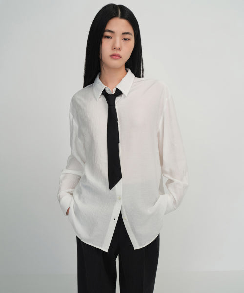 WOMENS SILK SLASH CUT NECKTIE #韓韶禧同款! - 3 COLORS BLACK