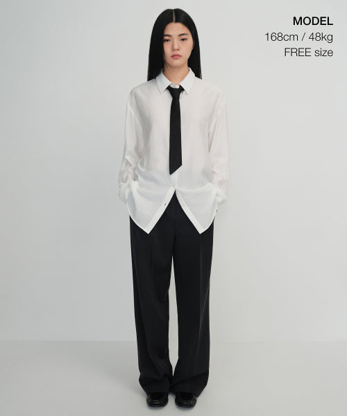 WOMENS SILK SLASH CUT NECKTIE #韓韶禧同款! - 3 COLORS BLACK