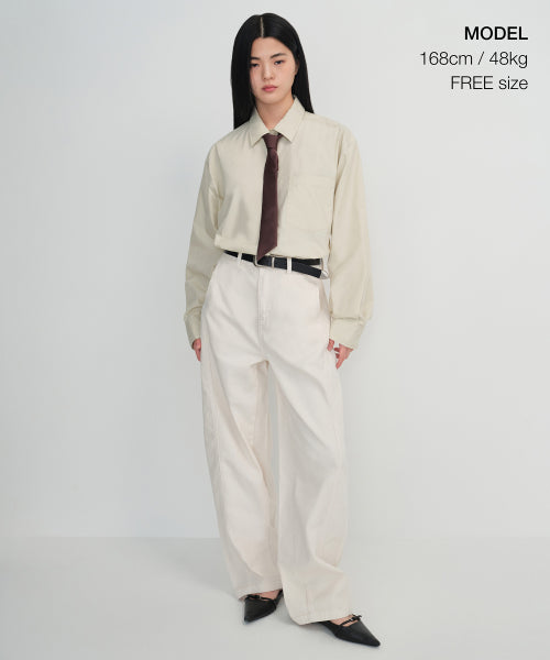 WOMENS SILK SLASH CUT NECKTIE #韓韶禧同款! - 3 COLORS BROWN
