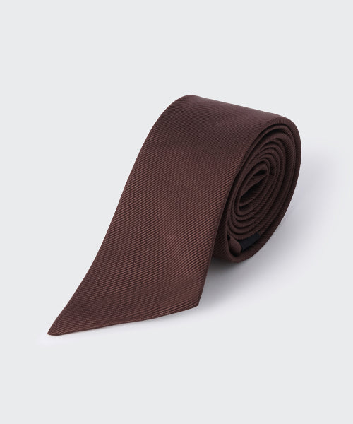 WOMENS SILK SLASH CUT NECKTIE #韓韶禧同款! - 3 COLORS BROWN