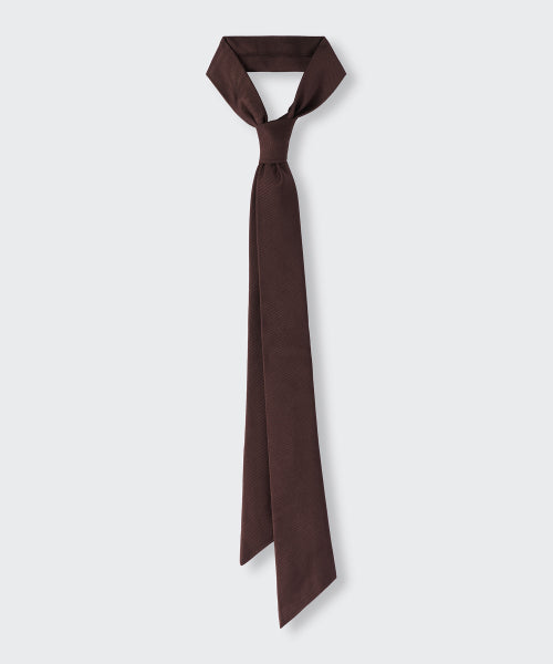WOMENS SILK SLASH CUT NECKTIE #韓韶禧同款! - 3 COLORS BROWN