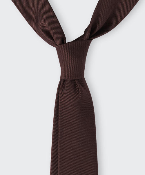 WOMENS SILK SLASH CUT NECKTIE #韓韶禧同款! - 3 COLORS BROWN