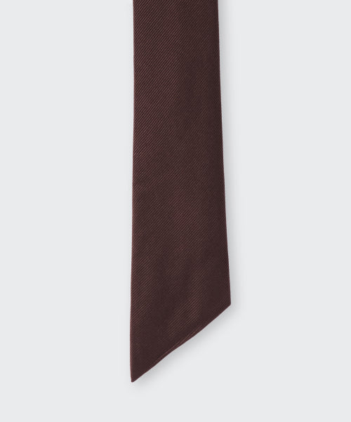 WOMENS SILK SLASH CUT NECKTIE #韓韶禧同款! - 3 COLORS BROWN