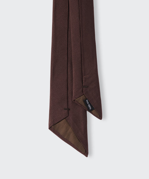 WOMENS SILK SLASH CUT NECKTIE #韓韶禧同款! - 3 COLORS BROWN
