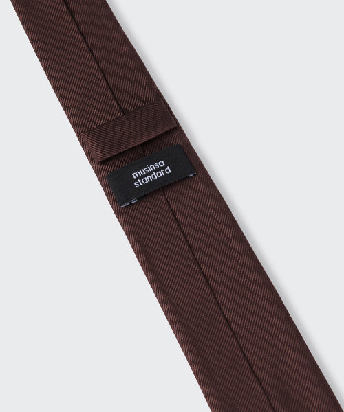 WOMENS SILK SLASH CUT NECKTIE #韓韶禧同款! - 3 COLORS BROWN