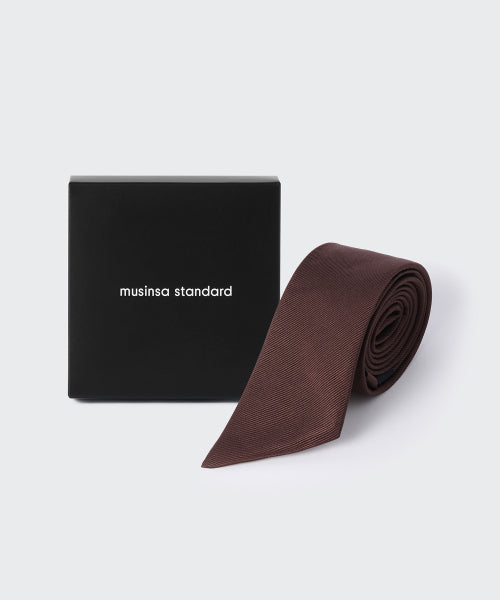 WOMENS SILK SLASH CUT NECKTIE #韓韶禧同款! - 3 COLORS BROWN