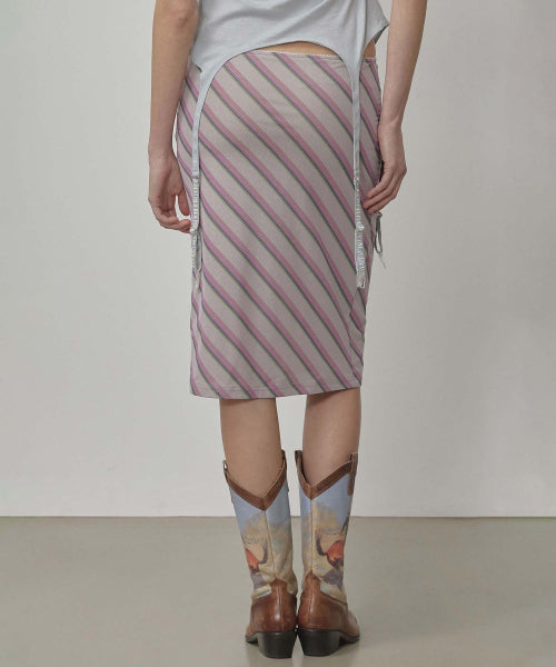 MESH STRIPE MIDI SKIRT - 3 COLORS BABY PINK