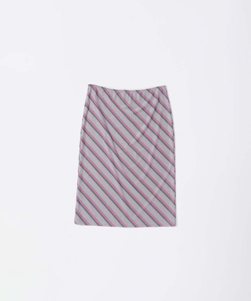 MESH STRIPE MIDI SKIRT - 3 COLORS BABY PINK