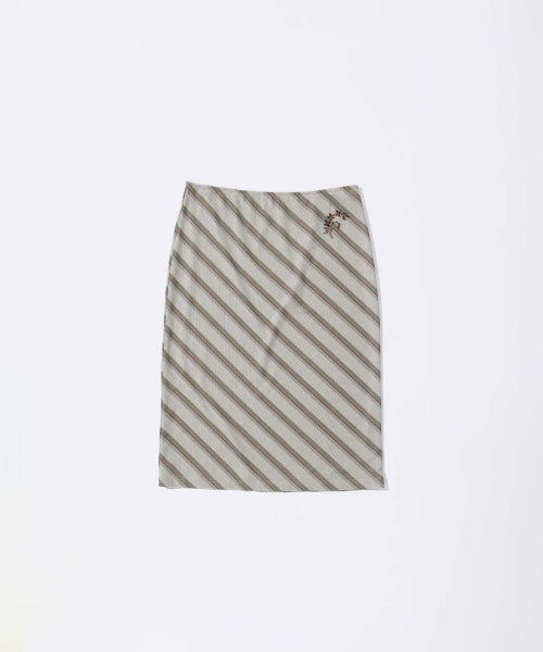 MESH STRIPE MIDI SKIRT - 3 COLORS BEIGE