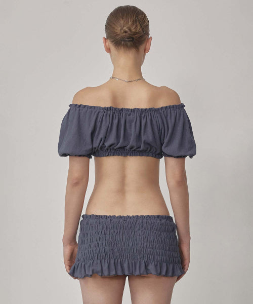 CRINKLE VOLUMER TOP - 2 COLORS NAVY