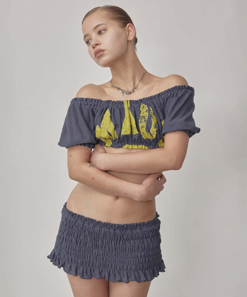 CRINKLE VOLUMER TOP - 2 COLORS NAVY