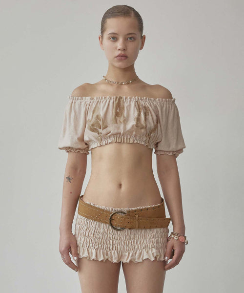 CRINKLE VOLUMER TOP - 2 COLORS BEIGE